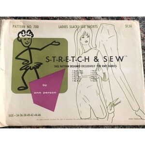 Stretch & Sew 700 Ladies Slaks & Shorts Sleeve By Ann Person, Pattern Uncut